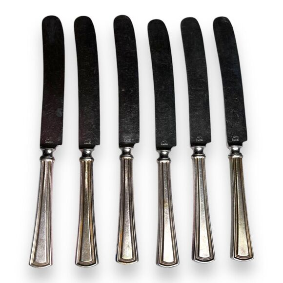 Alvin Silmet Vintage Set Of 6 Silver Plated Kitchen Dinner Butter Knives - 9” - Picture 2 of 7